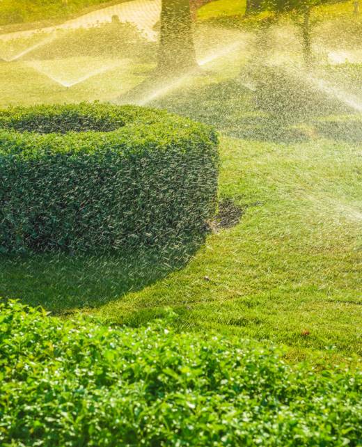 Automatic garden irrigation system watering green garden. Garten- und Landschaftsbau in Anklam